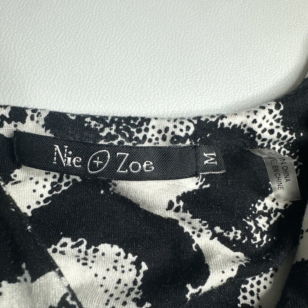 Nic + Zoe Womens Medium Black White Abstract Print Sleeveless Top 60s Vibes Glam - Picture 7 of 9